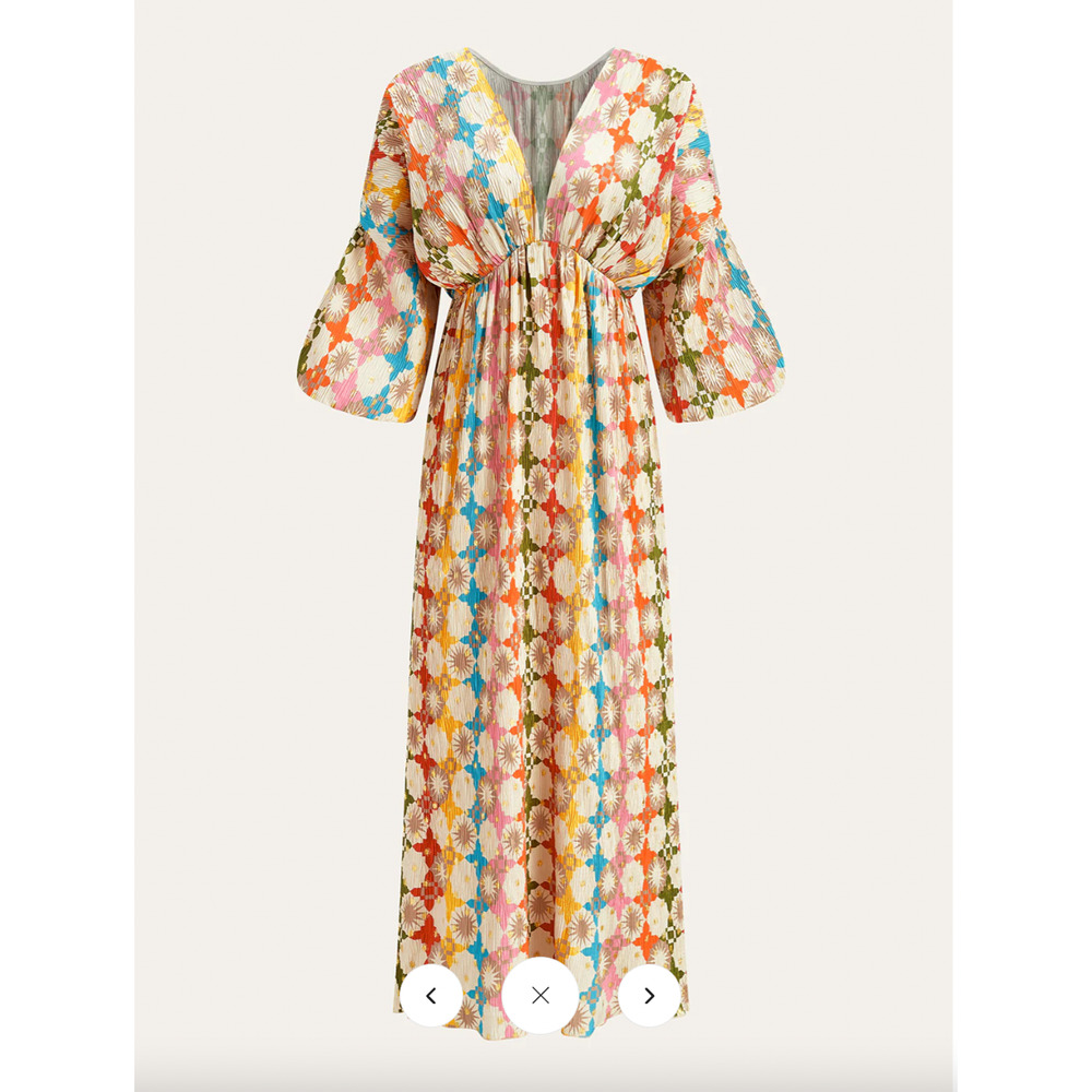 NWT Commense Jacquard Print V-Neck Dress Sz M - Picture 2 of 6